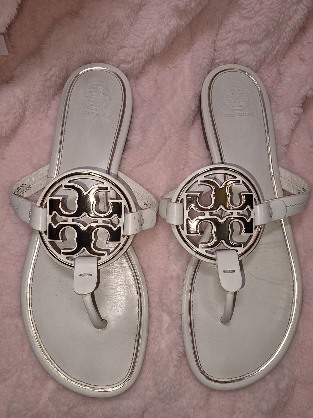 Tory Burch White Miller Logo Thong Sandals